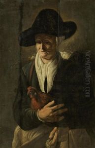 An Elderly Lady Holding A Chicken