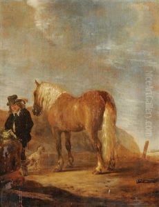 Edelmann Mit Pferd In Einer Landschaft by Govert Dircksz. Camphuysen