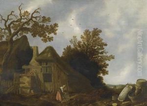 Landschaft Mit Bauerngehoft by Govert Dircksz. Camphuysen