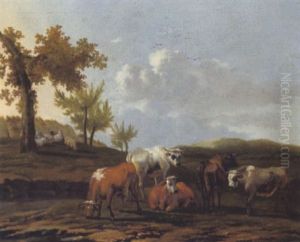 Kuhe In Einer Hollandischen Dunenlandschaft by Govert Dircksz. Camphuysen