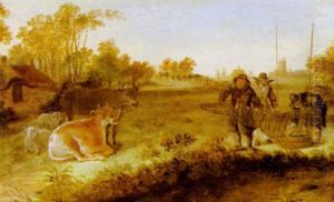 Hollandische Landschaft Mit Fischern Und Vieh Hollandische Landschaft Mit Fischern Und Vieh