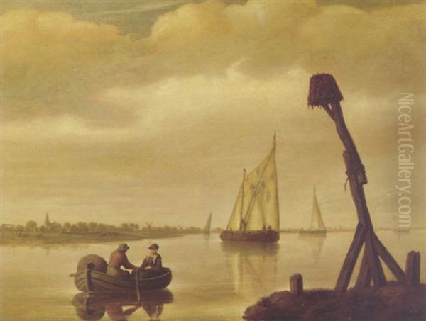 River Landscape With A Barge And Peasants - view 1