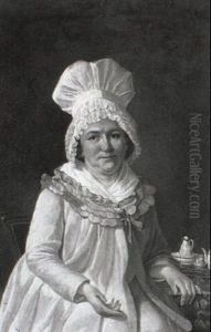 Portrait Of A Lady Beside A Table Laid With A Tea Service by Jan Camphuysen