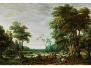 Landschaft Mit Reisenden Auf Einer Strasse by Joachim Govertsz. Camphuysen