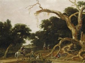 Waldlandschaft Mit Reiterstaffage by Joachim Govertsz. Camphuysen