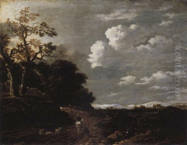 Landschaft Mit Reiter Und Einer Schafherde - view 1