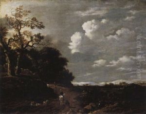 Landschaft Mit Reiter Und Einer Schafherde