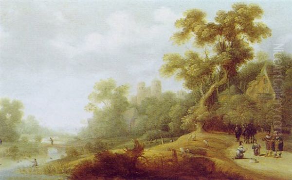 Bewaldete Fluslandschaft Mit Figuren - view 1