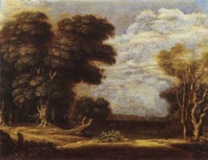 A Landscape With A Cabin On The Edge Of A Wood
