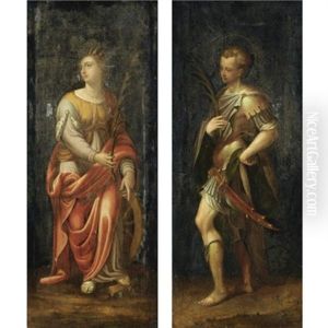 Santa Caterina D'alessandria (+ San Paolo Apostolo; Pair) by Antonio Campi