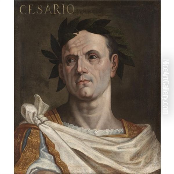Portrait Of Julius Ceasar Wearing A Toga And A Laurel Wreath - view 1