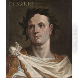 Portrait Of Julius Ceasar Wearing A Toga And A Laurel Wreath