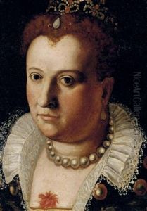 Portrait Of A Noblewoman With A Pearl Necklace And A Jeweled Headdress