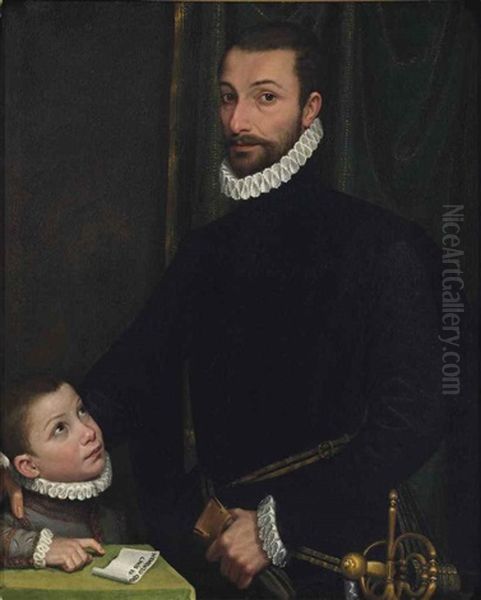 Portrait Of A Gentleman With His Son - view 1