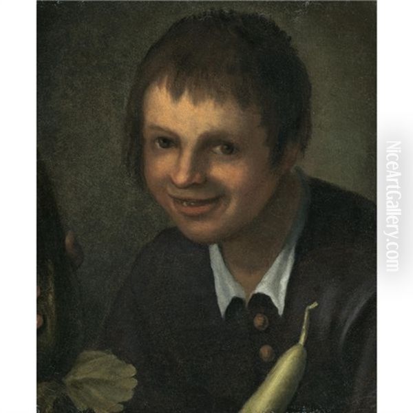 Portrait Of A Boy Brandishing Vegetables - view 1