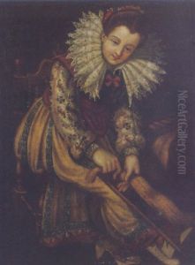 A Young Woman Combing Flax A Young Woman Combing Flax