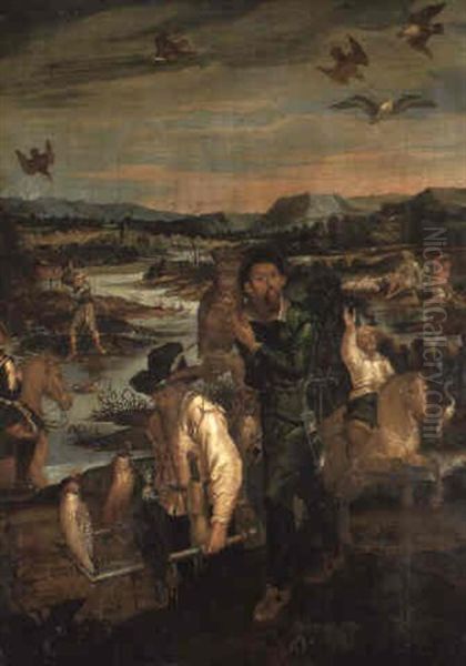 A Hawking Party In A Marsh - view 1