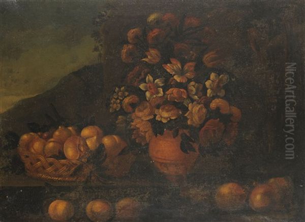 Still Life Of Flowers And Fruit - view 1