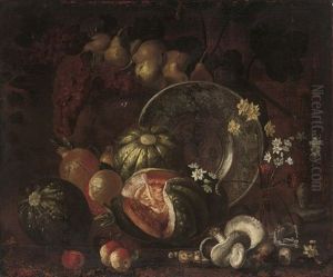 Narcissi And Carnations In A Glass Vase by Michelangelo di Campidoglio