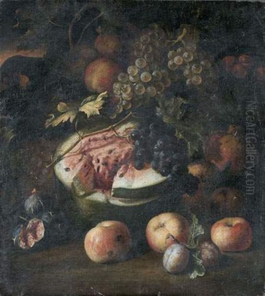 Allegorie De L'automne Ou Nature Morte A La Pasteque, Aux Raisins, Aux Pommes Et Aux Figues - view 1