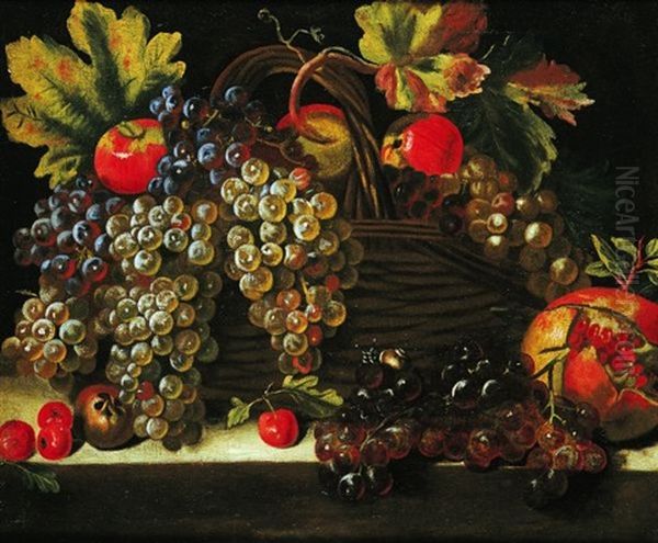 Nature Morte A La Corbeille De Fruits Sur Un Entablement - view 1