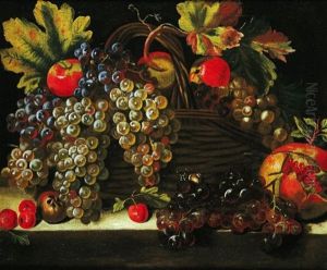 Nature Morte A La Corbeille De Fruits Sur Un Entablement by Michelangelo di Campidoglio