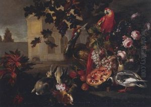 Untitled (country Estate With Still Life And Game) by Michelangelo di Campidoglio