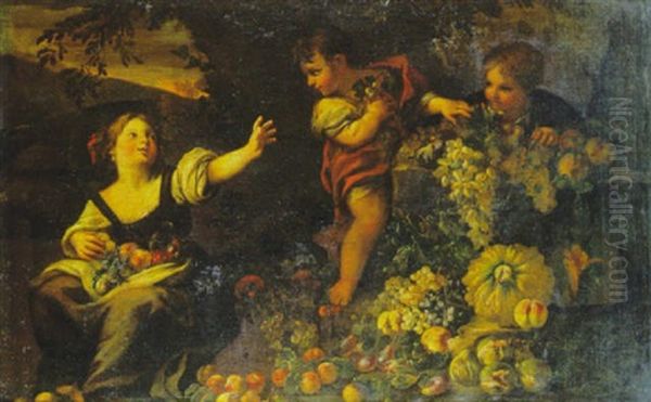Enfants Jouant Dans Une Nature Morte Aux Fruits - view 1