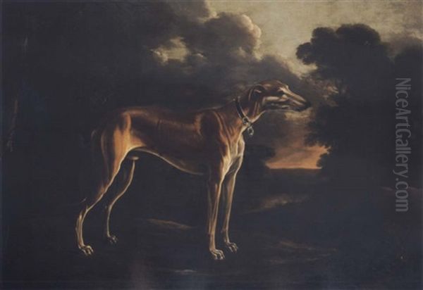 A Greyhound With A Puppy In A Landscape - view 1