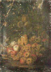 Still Life Of Fruit Scattered On The Ground by Michelangelo di Campidoglio
