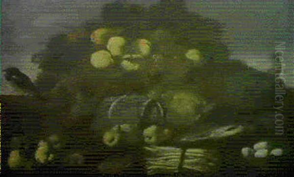Natura Morta Di Frutta E Ortaggi Con Uova E Uccellino - view 1