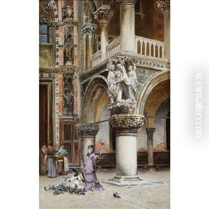 Feeding The Pigeons Outside Saint Marco's Basilica, Venice