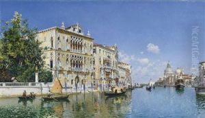 A View Of The Grand Canal With The Palazzo Cavalli-franchetti by Federico del Campo