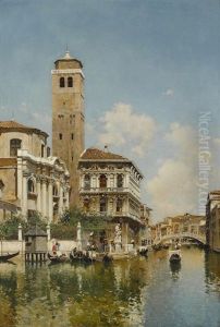 On A Venetian Canal by Federico del Campo