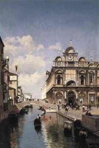 View Of A Venetian Canal by Federico del Campo