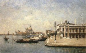 The Grand Canal Looking Towards Santa Maria Della Salute, Venice by Federico del Campo