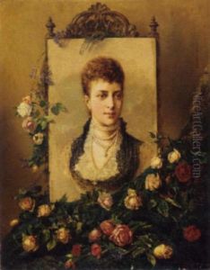 A Portrait Of Princess Alexandra Adorned With Roses And Sprays Of Heather