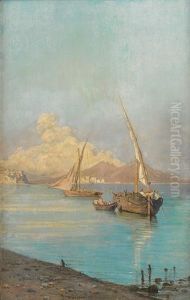 Naples From Mergellina by Alceste Campriani