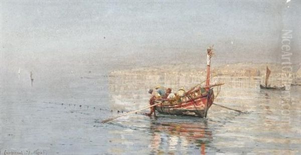 Fischer Beim Einholen Der Netze In Der Bucht Von Neapel - view 1