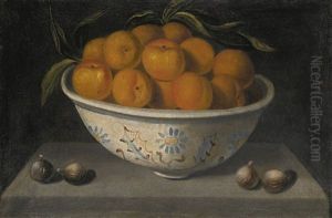 Still Life With Oranges In A Bowl With Figs, On A Stone Ledge