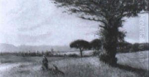 Paisaje Cantabro Con Dos Figuras by Tomas Campuzano Y Aguirre