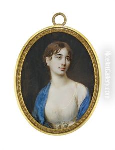 A Young Lady In Decollete White Dress by Frederik Christian Camradt