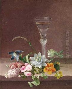 Sommerblomster Og Et Glas Pa En Karm by Johannes Ludwig Camradt