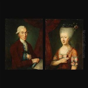 A Pair Of Portraits Of Captain Jens Werlauff And Wilhelmine Frederikke Wirth (pair)
