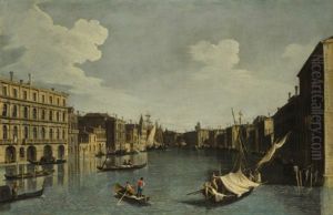 The Grand Canal: Looking South From Palazzi Foscari And Moro-lin To Santa Maria Della Carita by Bernardo Canal