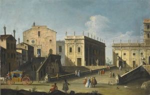Rome, A View Of The Church Of Santa Maria In Aracoeli And The Campidoglio by Bernardo Canal