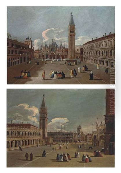 A View Of Saint Mark's Square, Venice, Looking East Towards The Basilica And The Campanile (+ A View Of The Piazzetta, Venice, Looking North...; Pair) - view 1