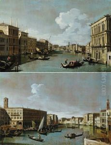 Blick Vom Canal Grande (+ Blick Vom Rialto Zum Palazzo Grimani; Pair) by Bernardo Canal