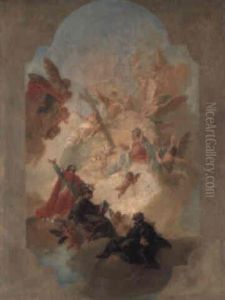 The Trinity With The Madonna And Ss. Carlo Borromeo, Francis And Ignatius by Fabio Canal