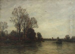Barbizon Canal Scene by Gilbert Von Canal